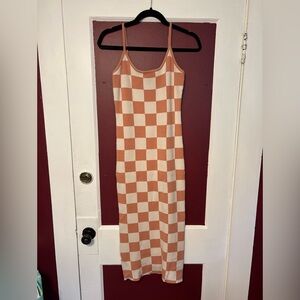 Checkered Sleeveless Midi Dress